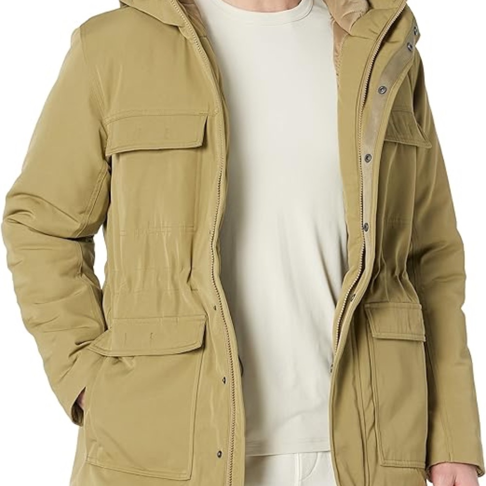 Sage Green medium Mens Parka Relaxed-Fit Water Repellent Polyester Hooded - Picture 4 of 6